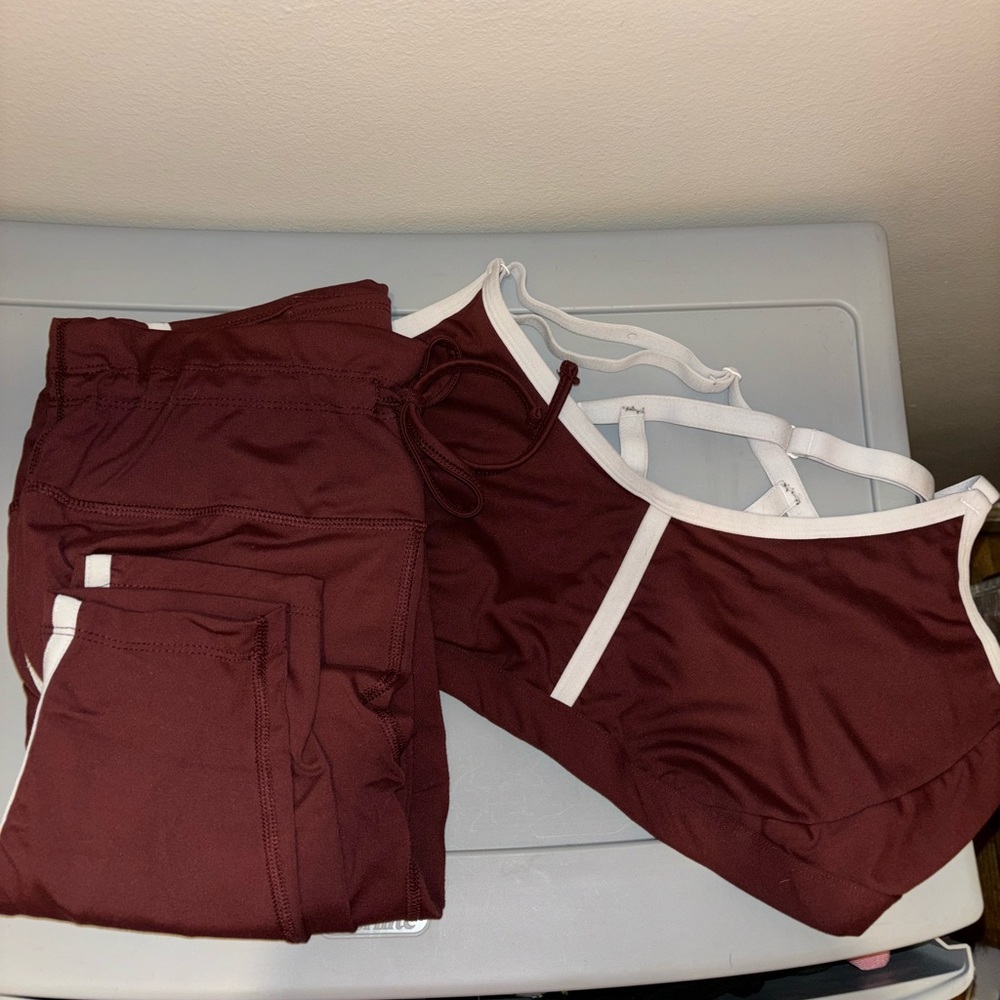 All In Motion (Target Brand) Athletic Set. Maroon/White. Large.